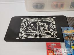 (2) License Plate Frames, (2) Key Chains, Necklace & More
