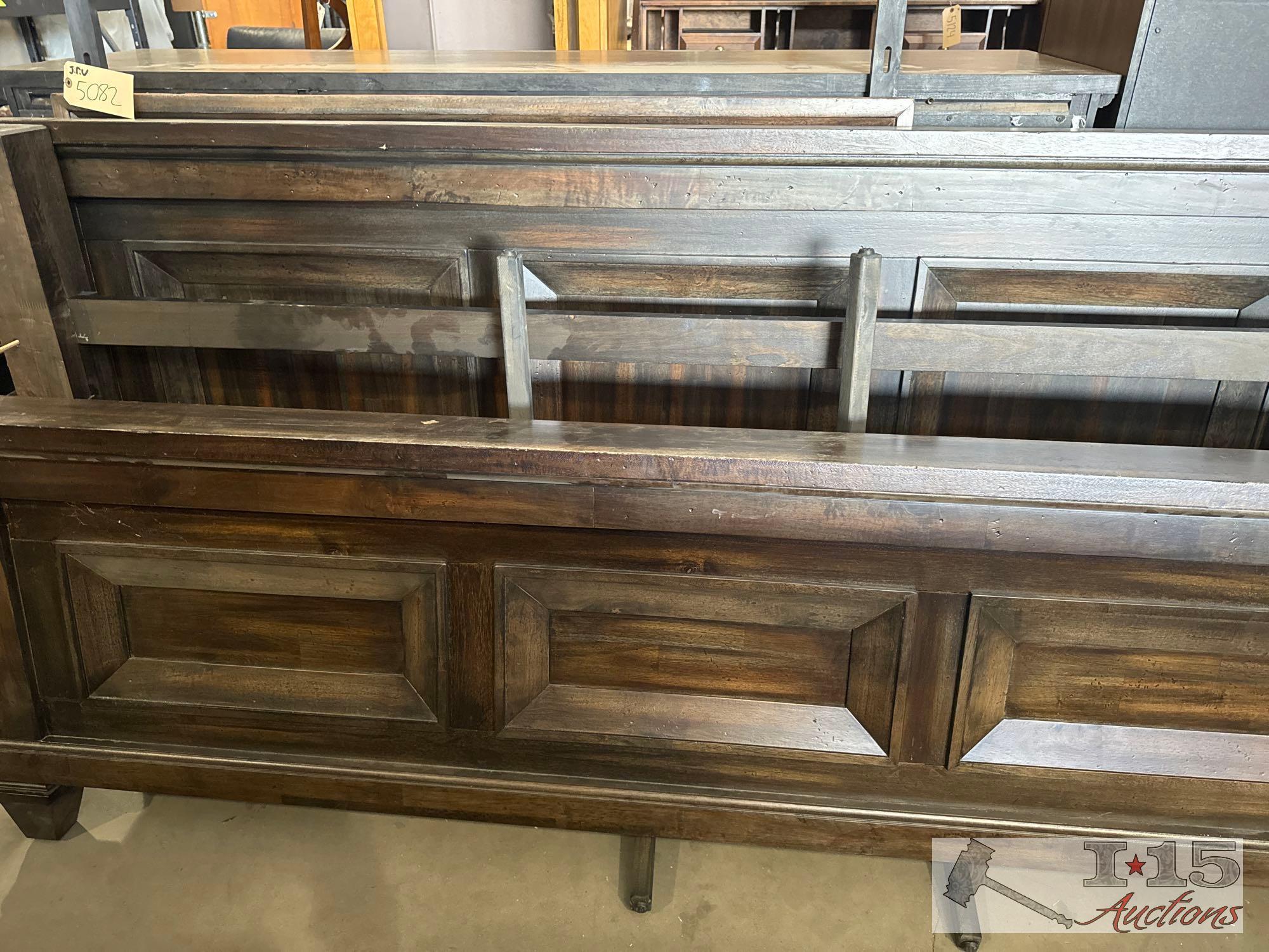 Wood bed frame set and dresser and 2 nightstand