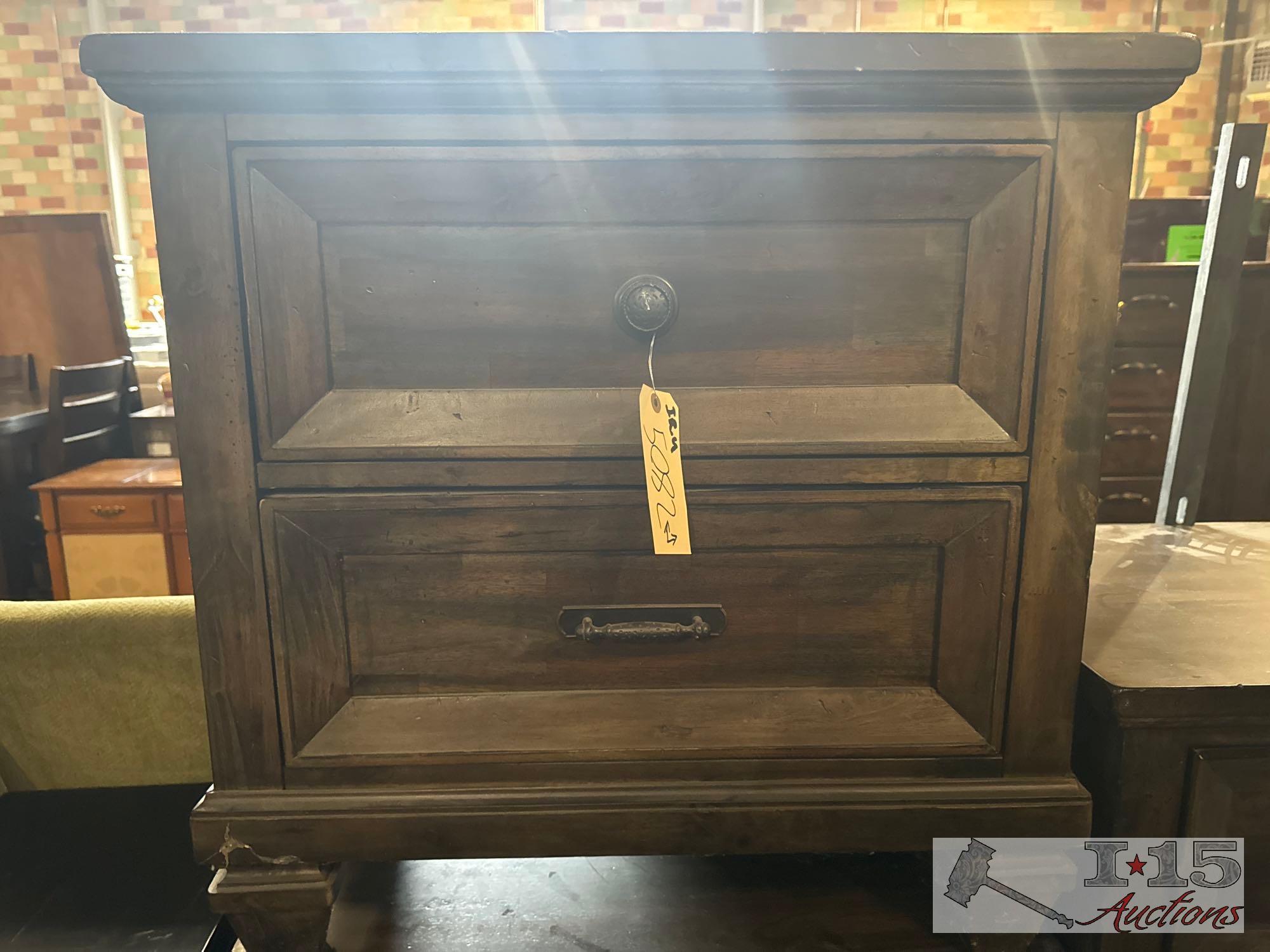 Wood bed frame set and dresser and 2 nightstand