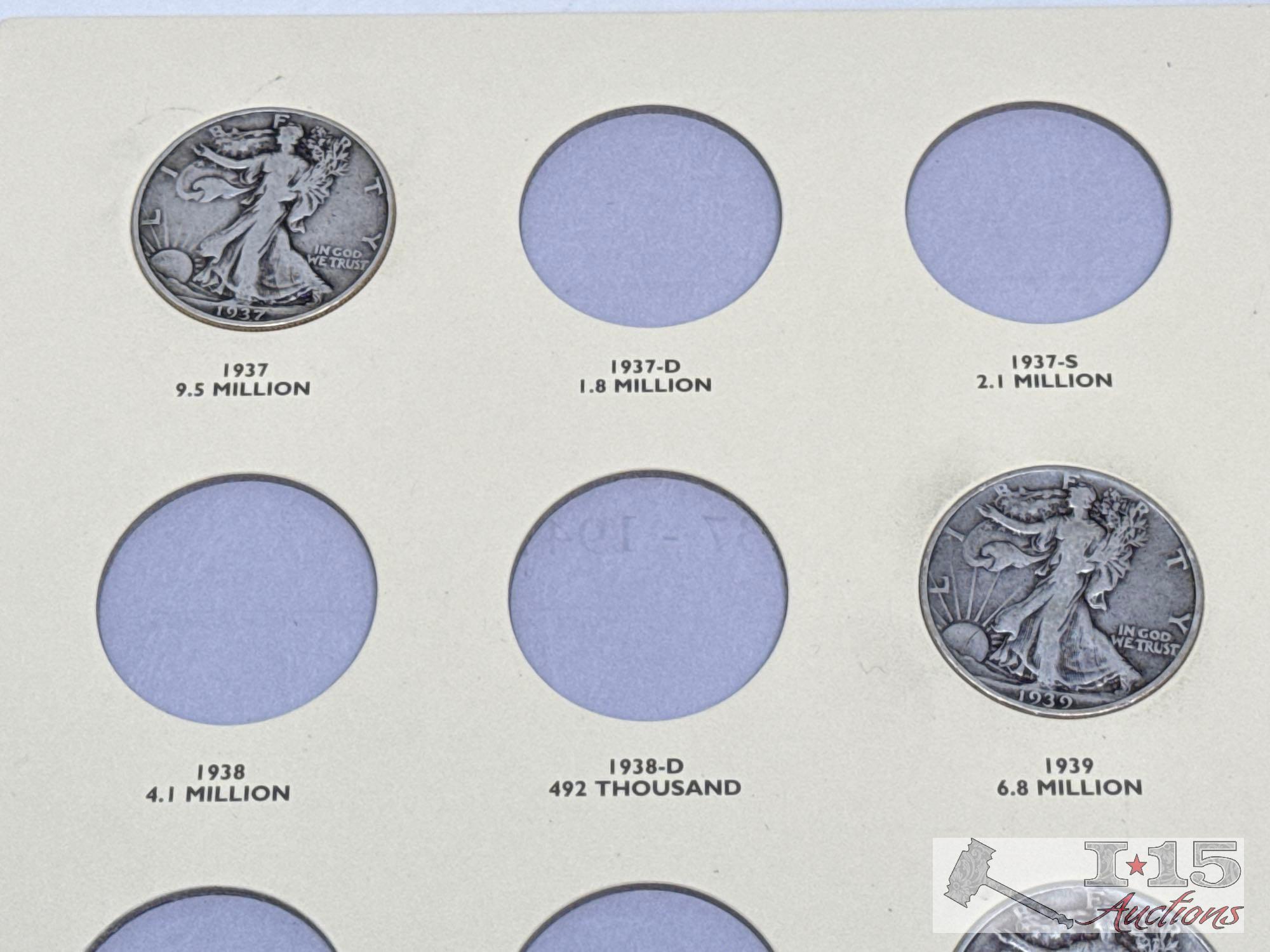 1937-1947 Liberty Walking Half Dollars Set