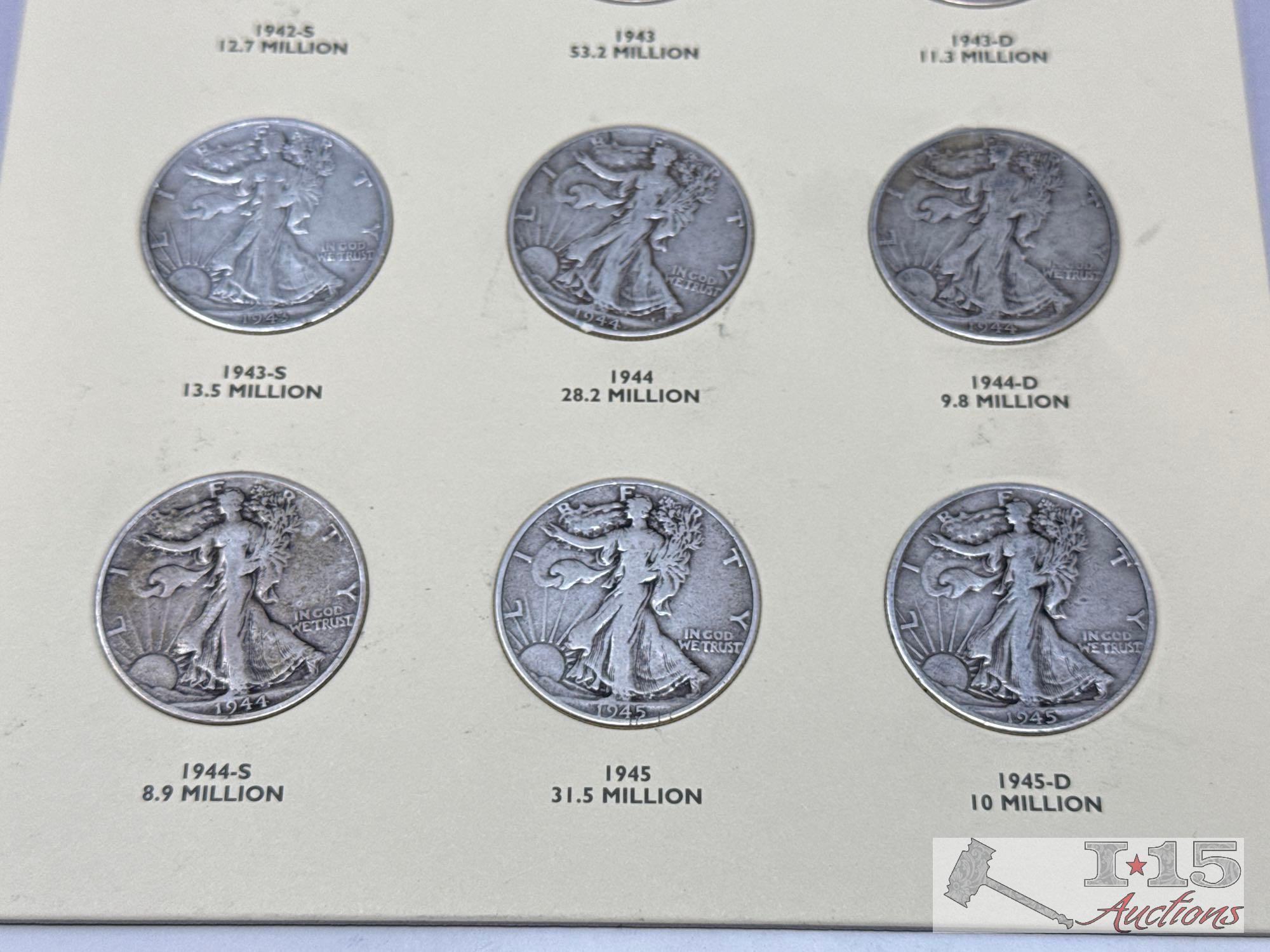 1937-1947 Liberty Walking Half Dollars Set