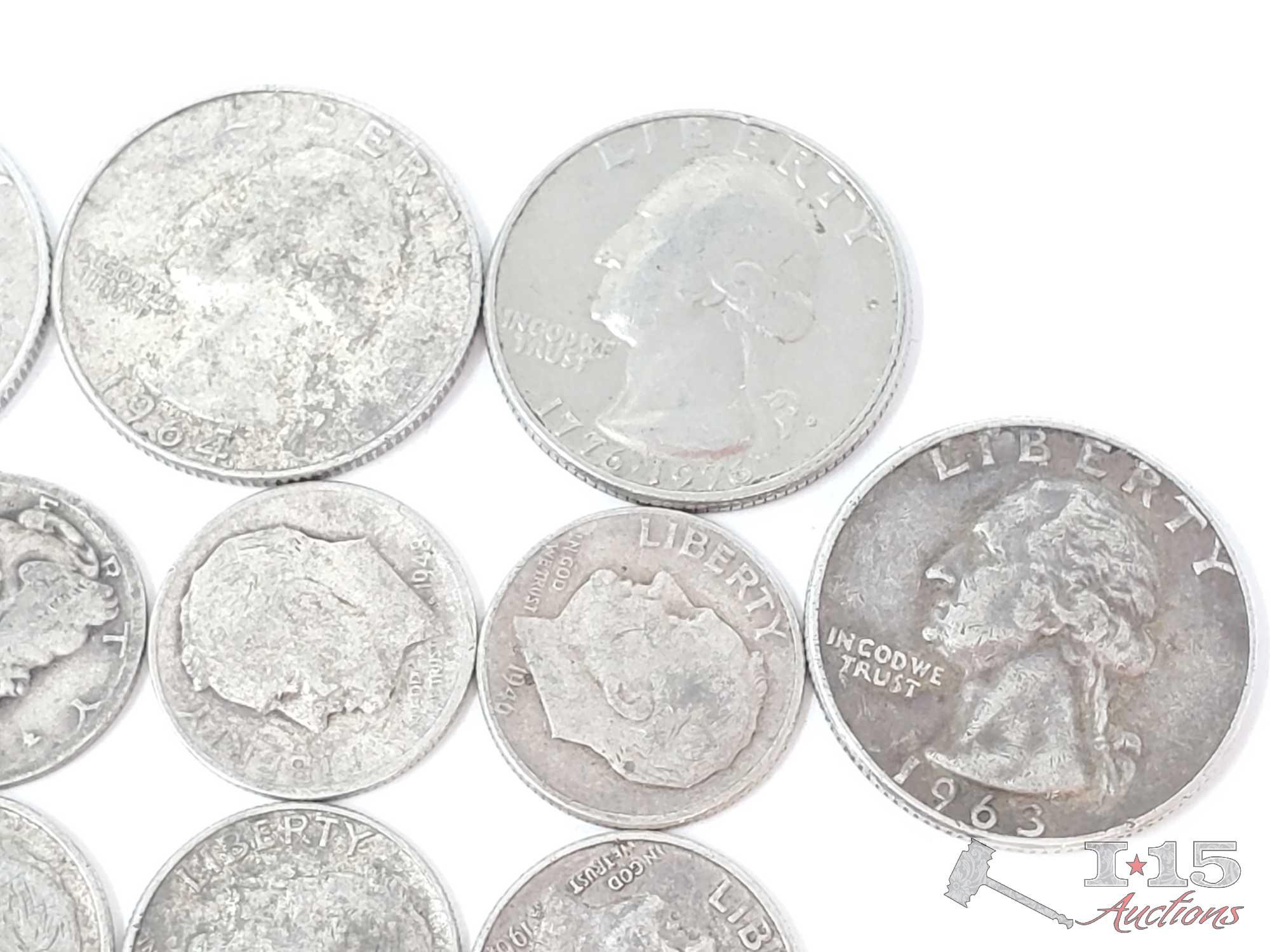 (22) 90% Quarters and Dimes, 79g