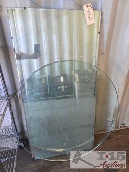 (2) Glass Table Tops and Wall Mirror