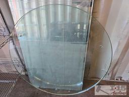 (2) Glass Table Tops and Wall Mirror