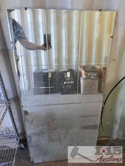 (2) Glass Table Tops and Wall Mirror