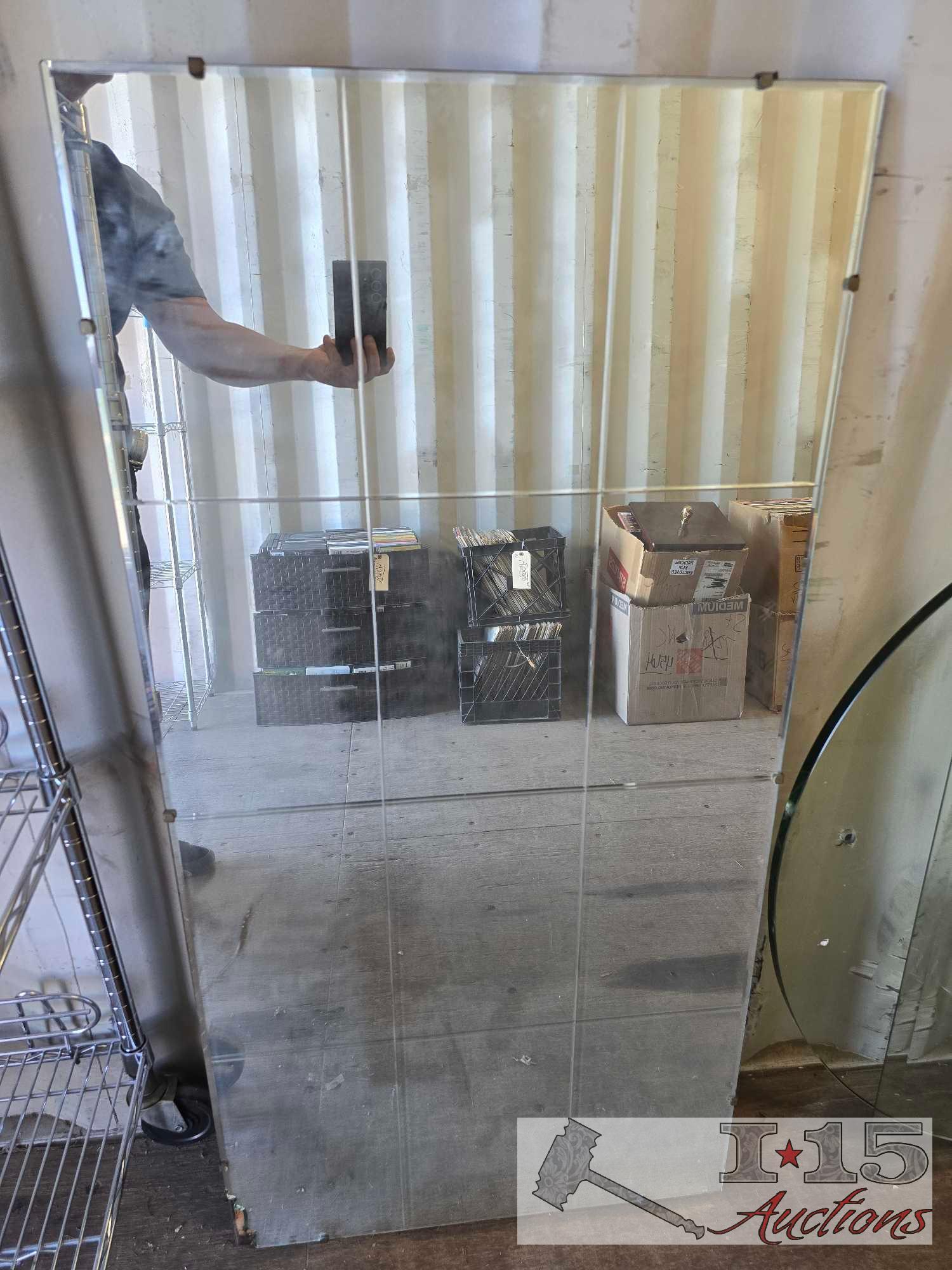 (2) Glass Table Tops and Wall Mirror