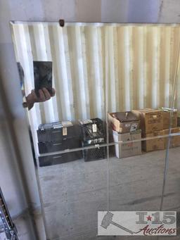 (2) Glass Table Tops and Wall Mirror