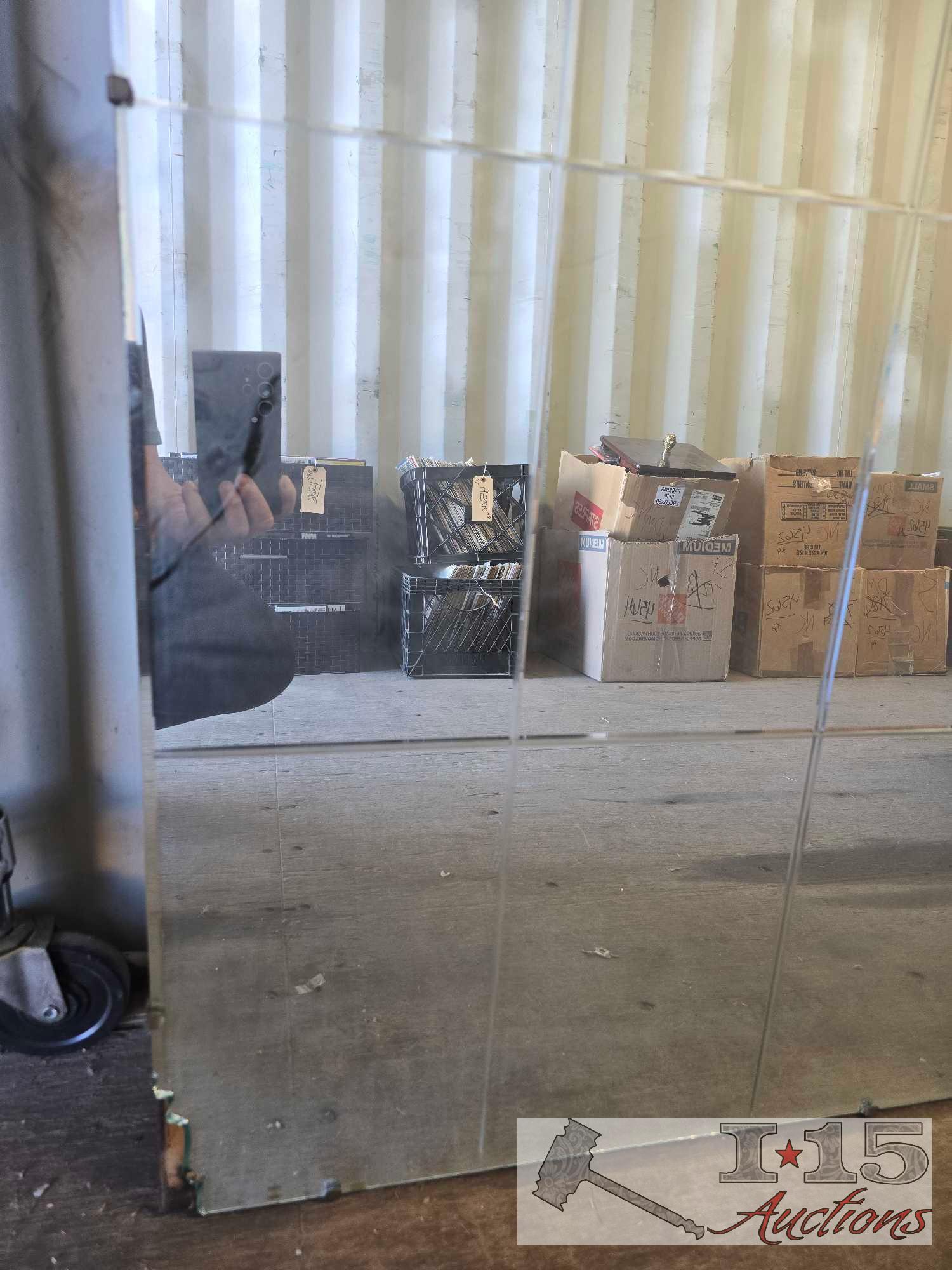 (2) Glass Table Tops and Wall Mirror