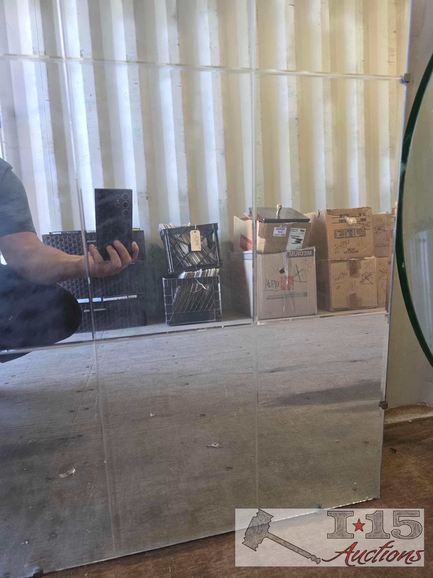 (2) Glass Table Tops and Wall Mirror