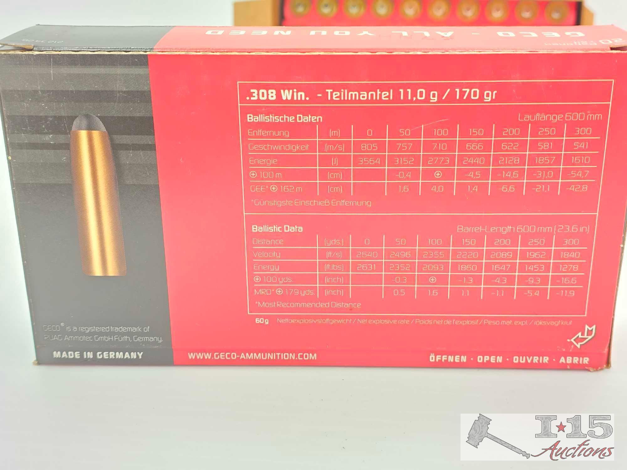 80 Rounds of Geco .308win Ammo