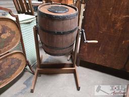 Hand Crank Blakeman & Dobson Butter Churn and Foldable Wooden Rack