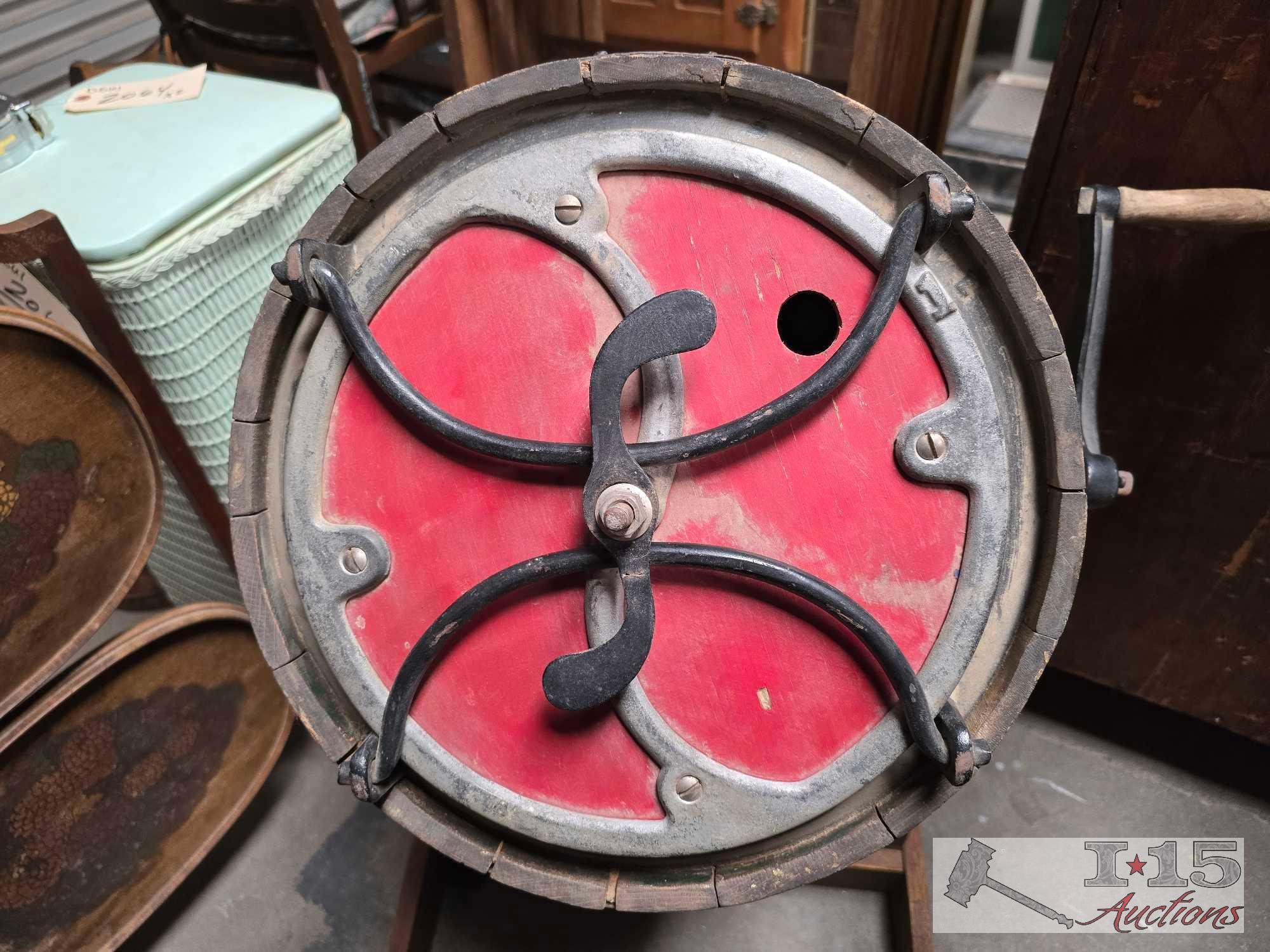 Hand Crank Blakeman & Dobson Butter Churn and Foldable Wooden Rack