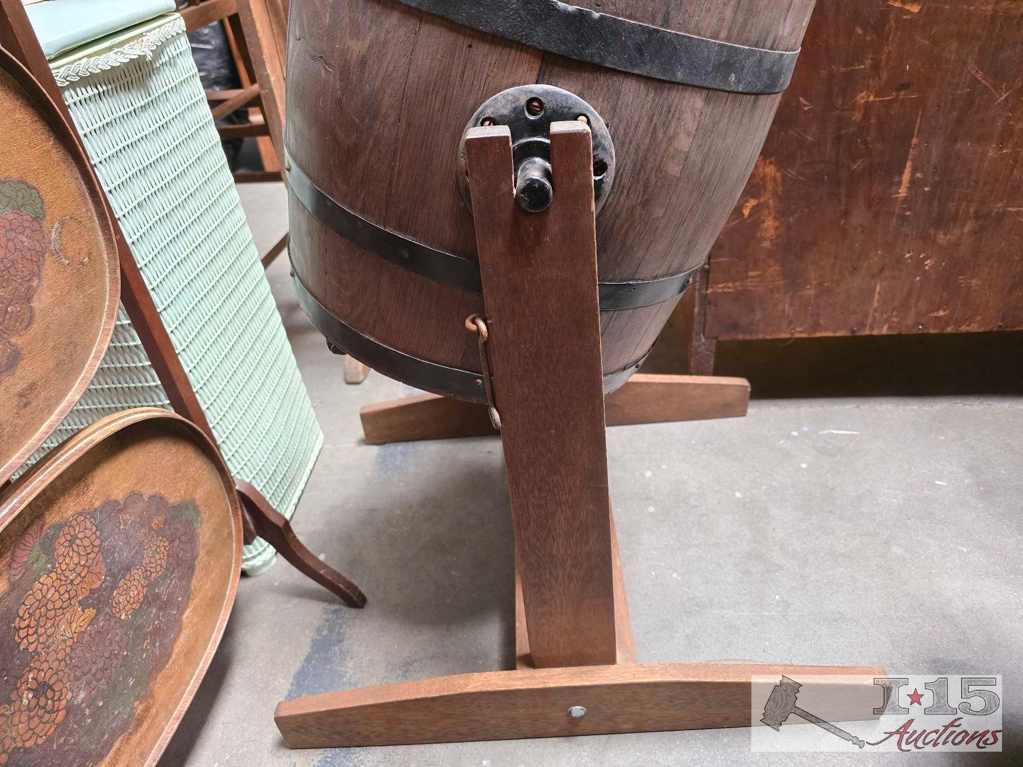 Hand Crank Blakeman & Dobson Butter Churn and Foldable Wooden Rack