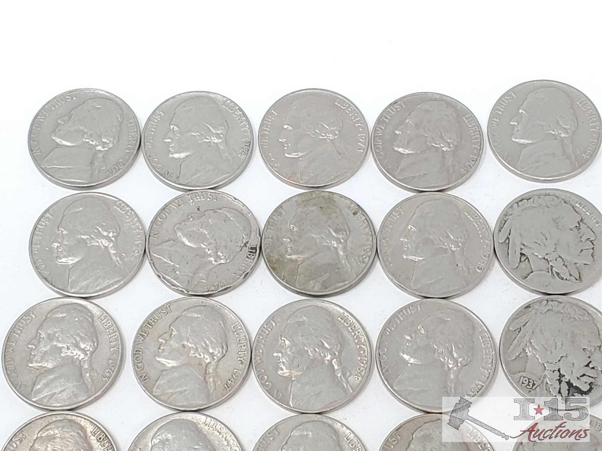 (34) Buffalo Nickels & Jefferson Nickles