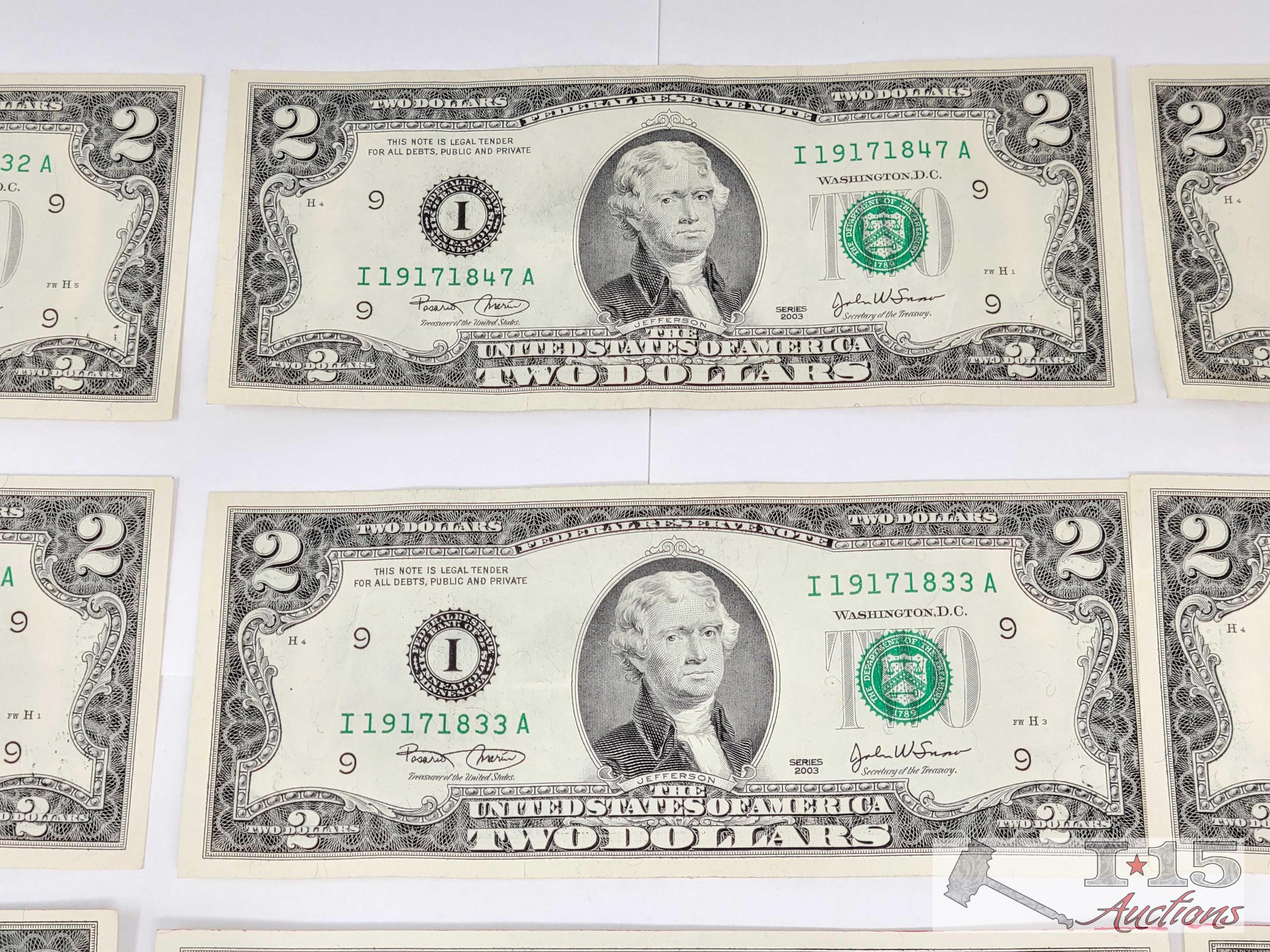 (11) $2 US Banknotes