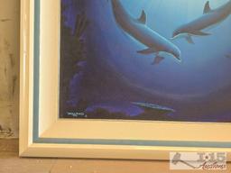 Original Signed 1992 Robert Wyland Dolphin Painting