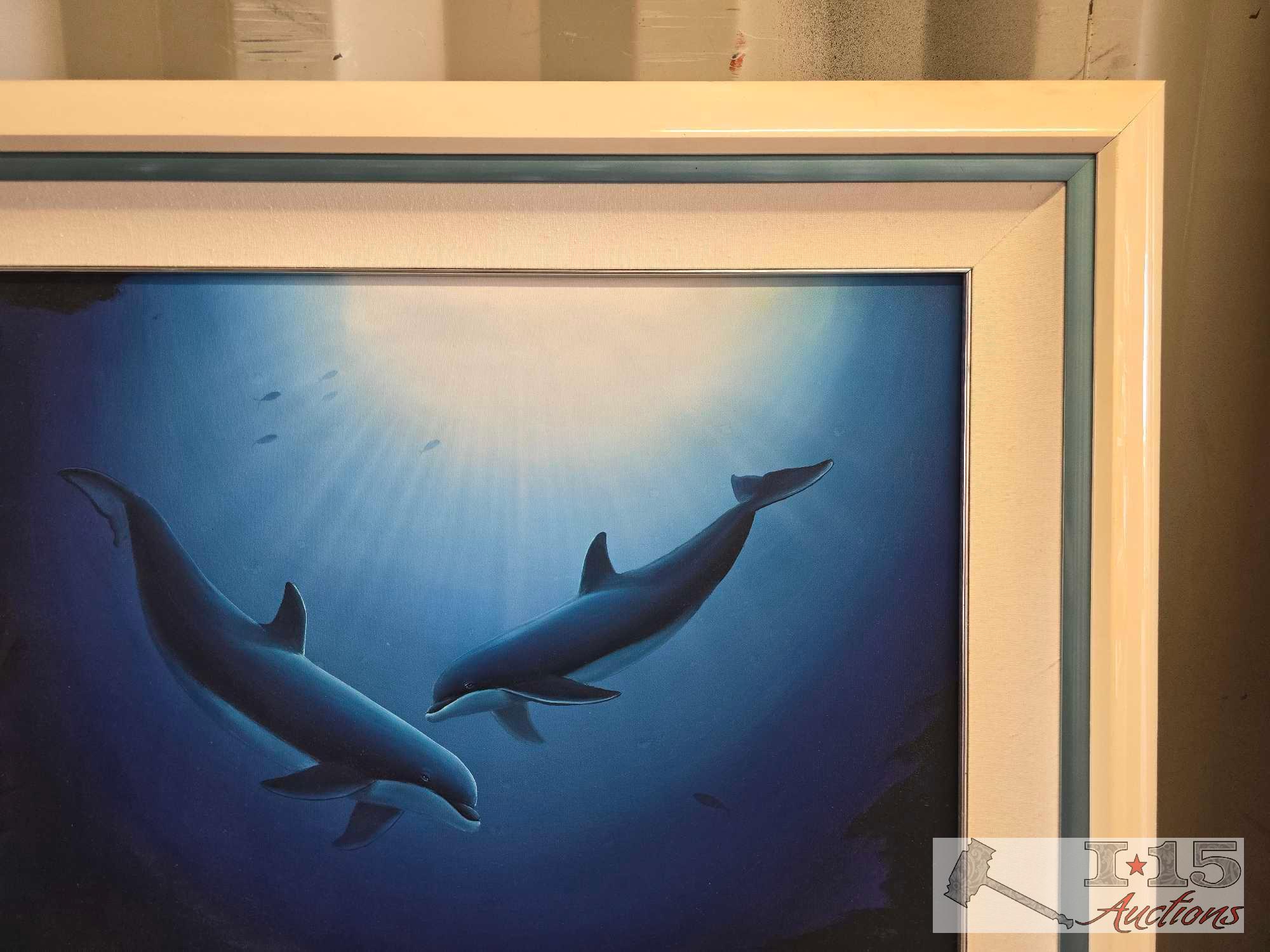 Original Signed 1992 Robert Wyland Dolphin Painting