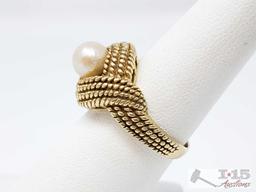 14k Gold Pearl Ring, 6.1g