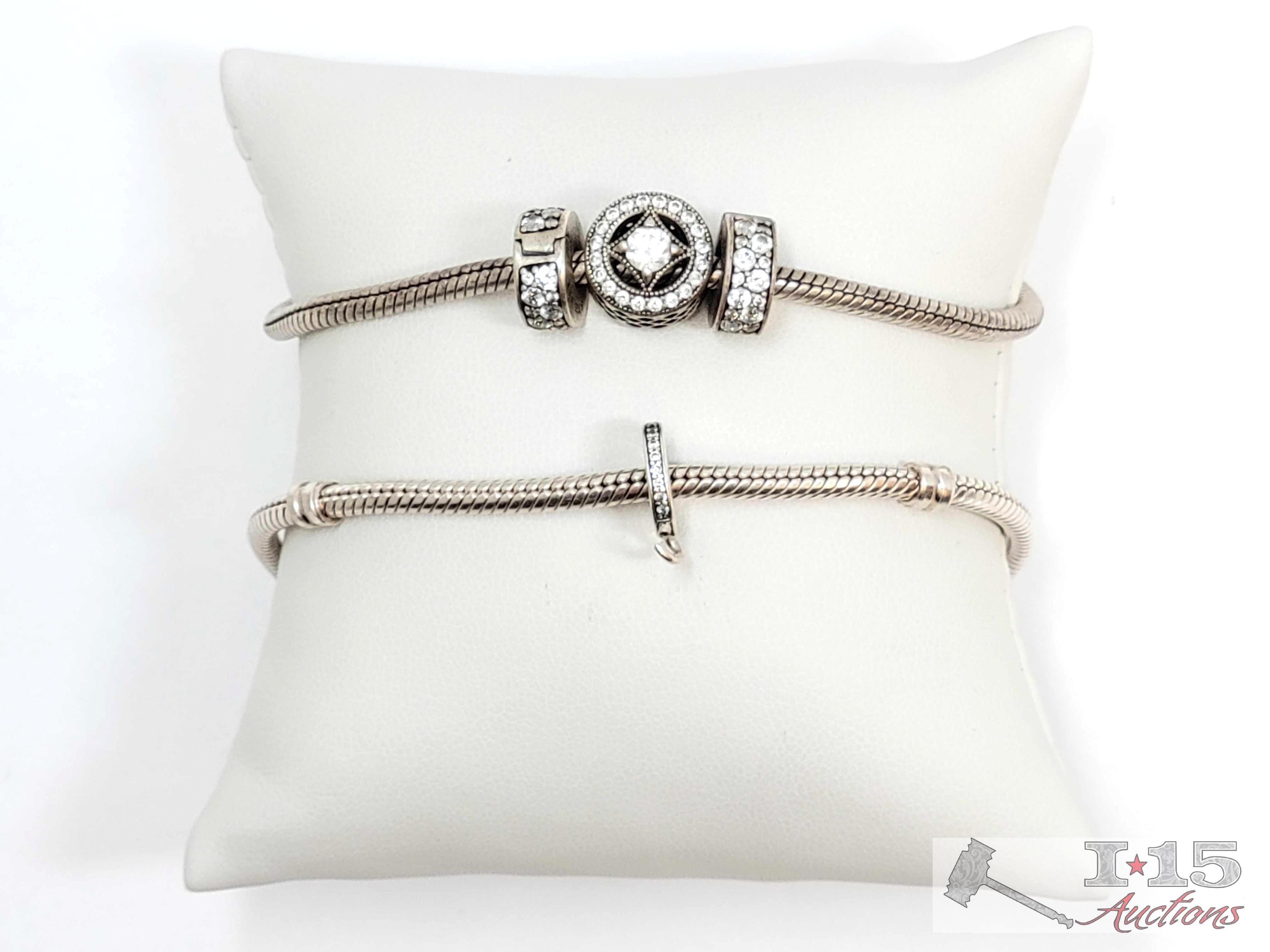 (2) Sterling Silver Pandora Bracelets, 36.69g