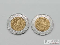 (2) 2000 & 2011 Mexico $5 Peso Coins