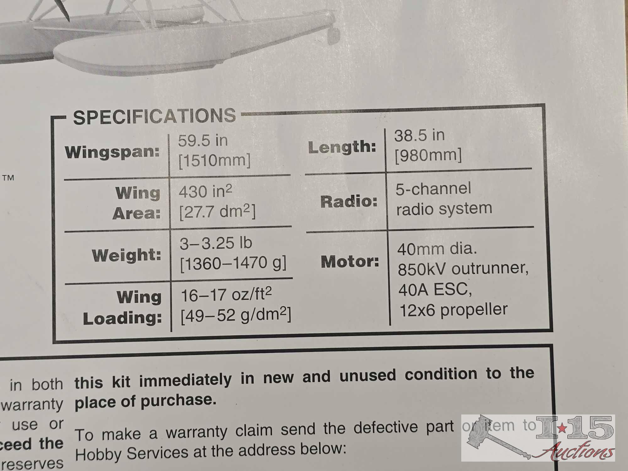 Select Scale Flyzone DHC-2 Beaver Model Plane