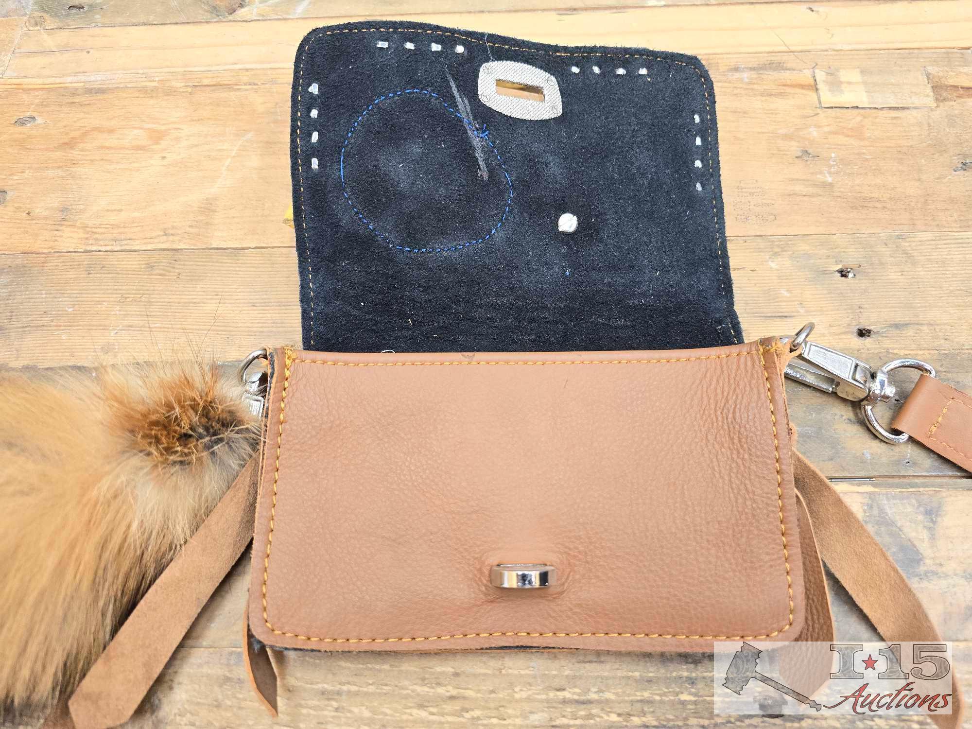 Rowdy Rose Brown Leather Crossbody Bag with Fox Tail