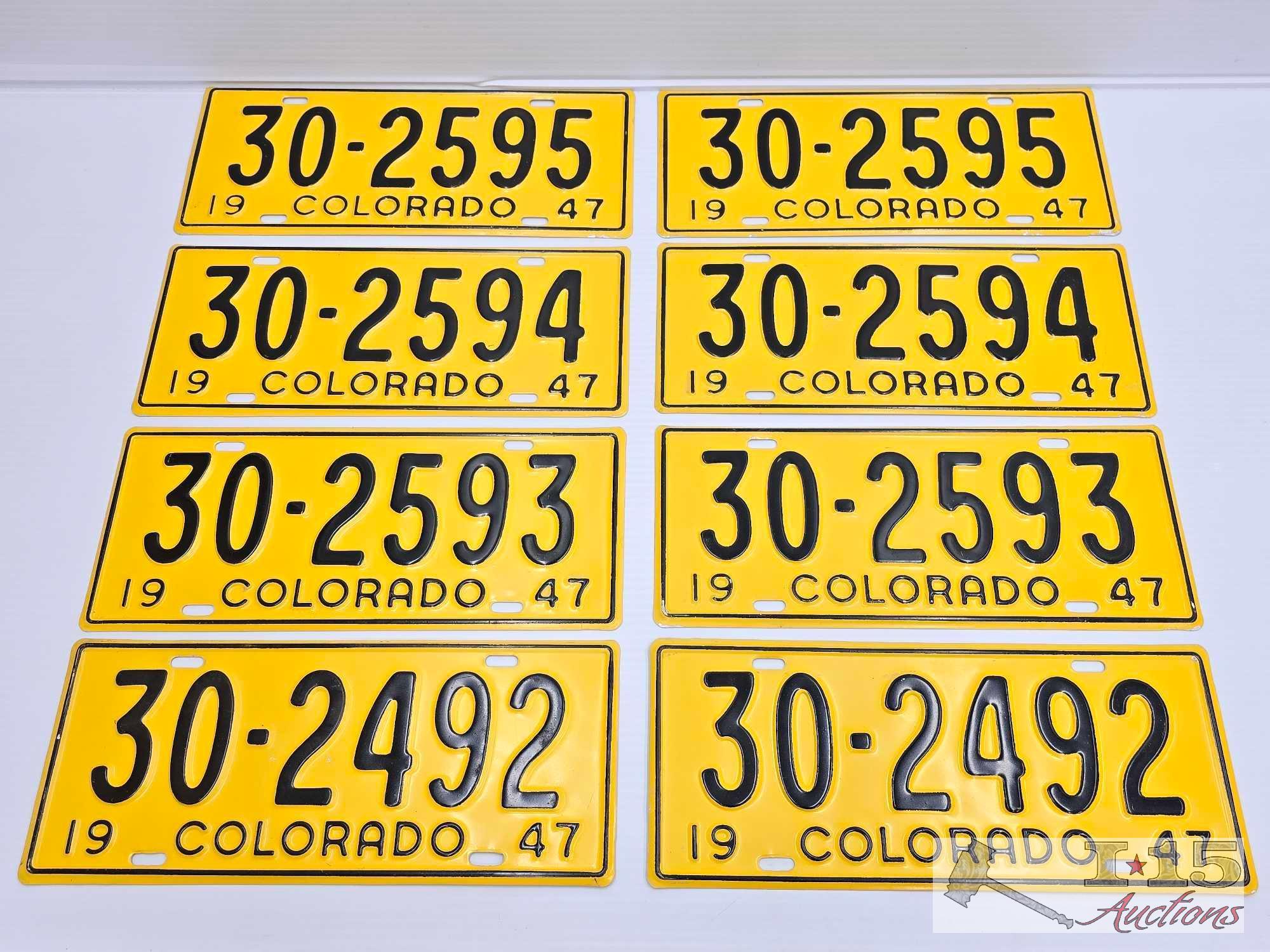 (4) Sets of Colorado 1947 License Plates