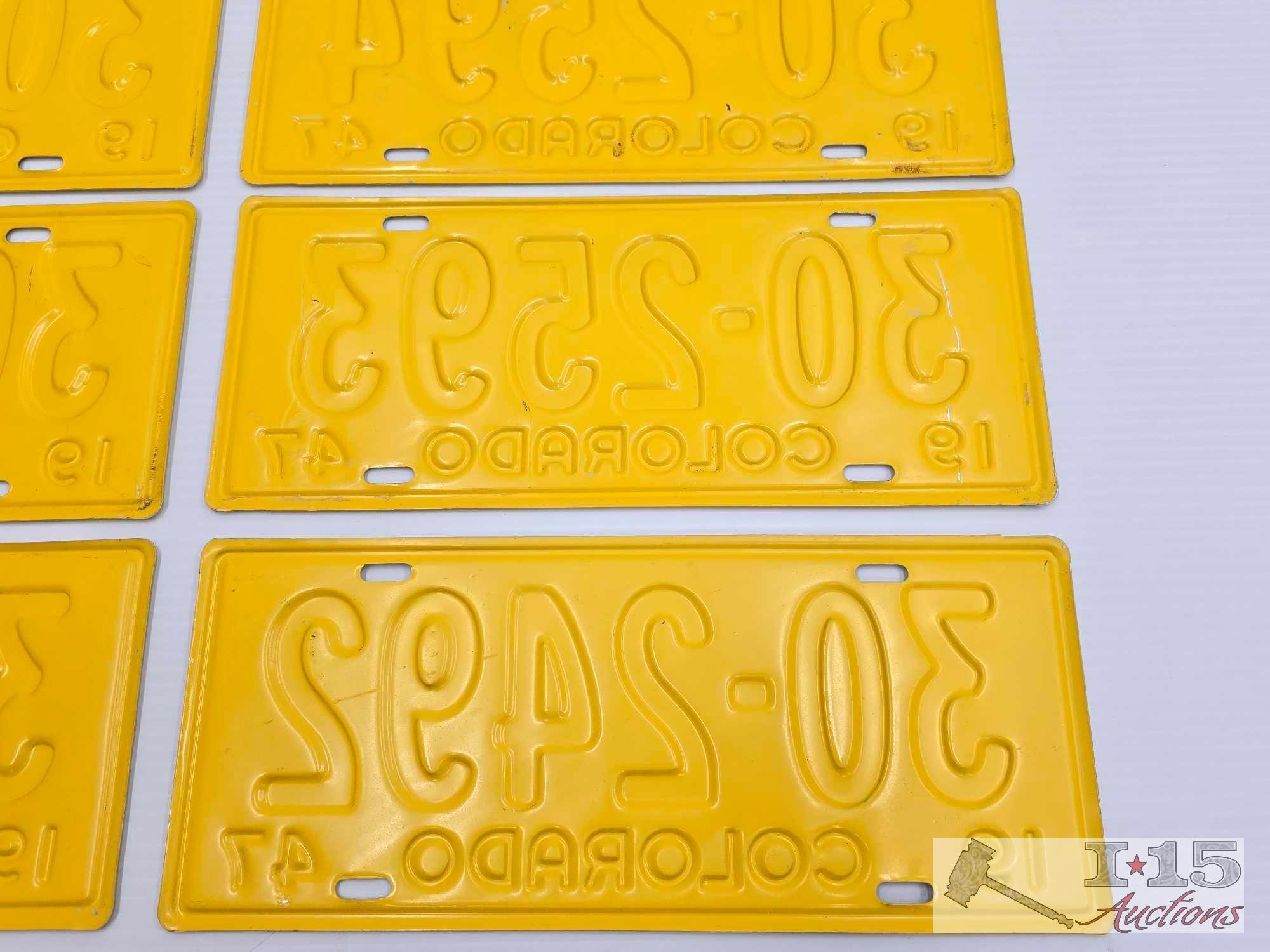 (4) Sets of Colorado 1947 License Plates