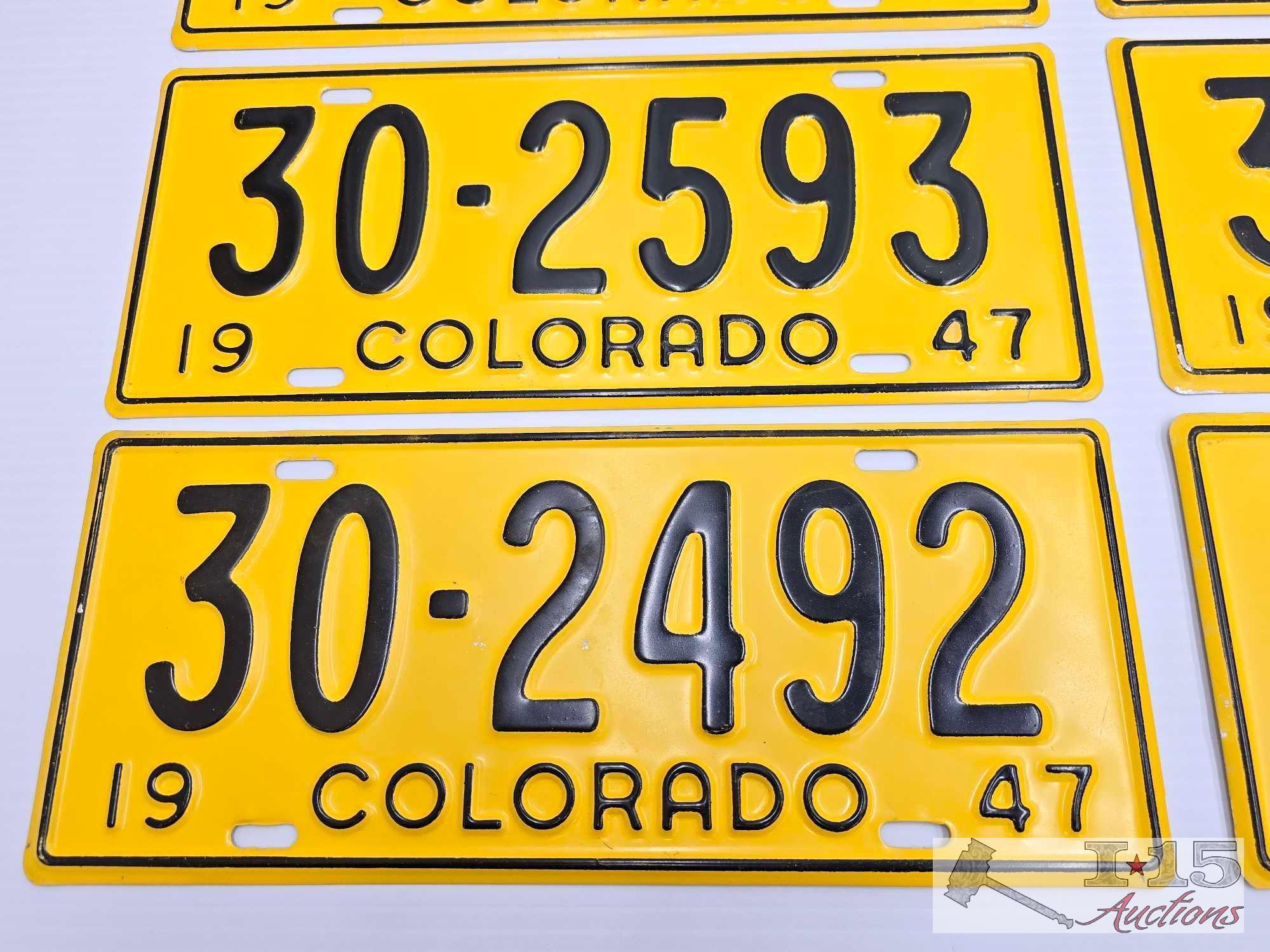 (4) Sets of Colorado 1947 License Plates