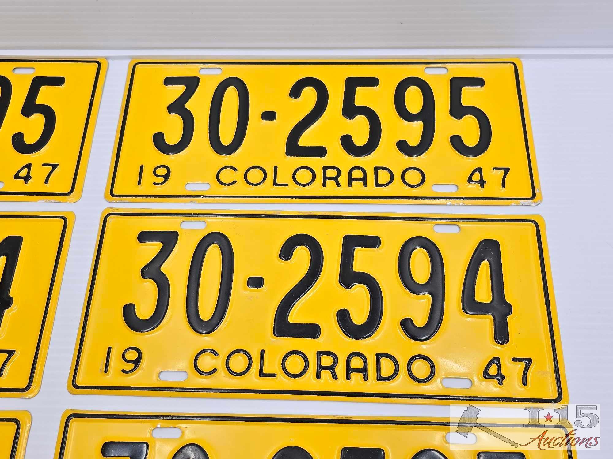 (4) Sets of Colorado 1947 License Plates