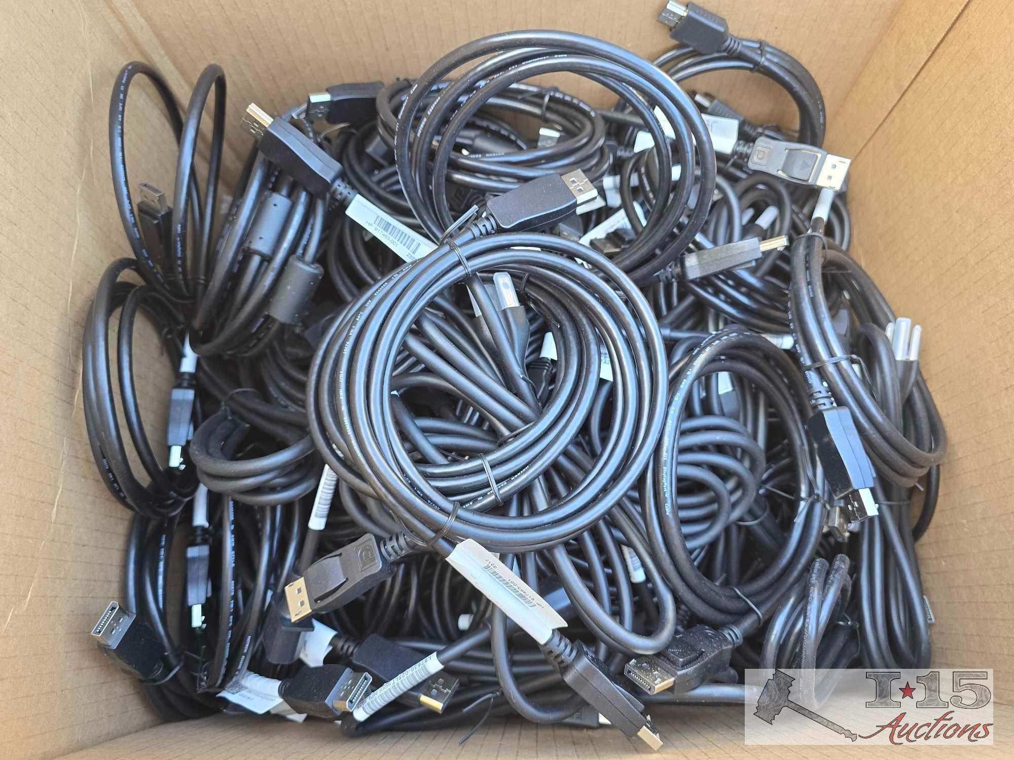 (6) Boxes of HP Powercords, HDMI Cables, Monior Cables and more