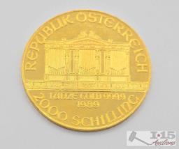 (1989) 2000 Schilling Vienna Philharmonic .999 Fine Gold Coin