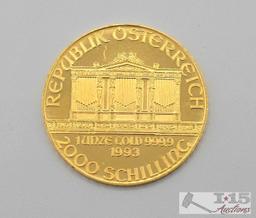 (1993) 2000 Schilling Vienna Philharmonic .999 Fine Gold Coin