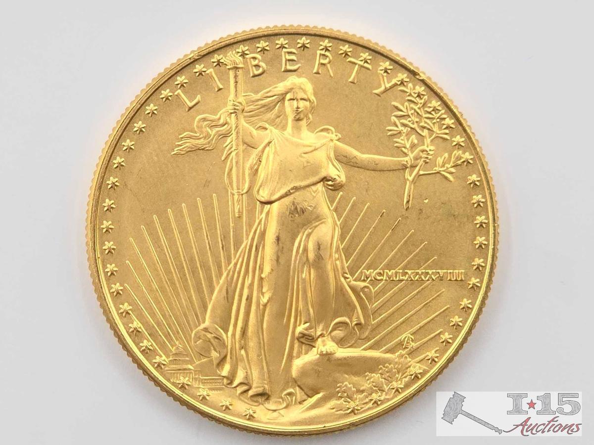 1988 $50 American Gold Eagle Coin, 1oz