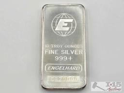 10 Troy Ounces .999 Fine Silver Engelhard Bar