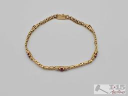 14K Gold Tennis Bracelet with Rubies & Diamonds, 6.72g