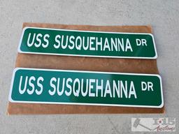 (2) USS Susquehanna Metal Street Signs