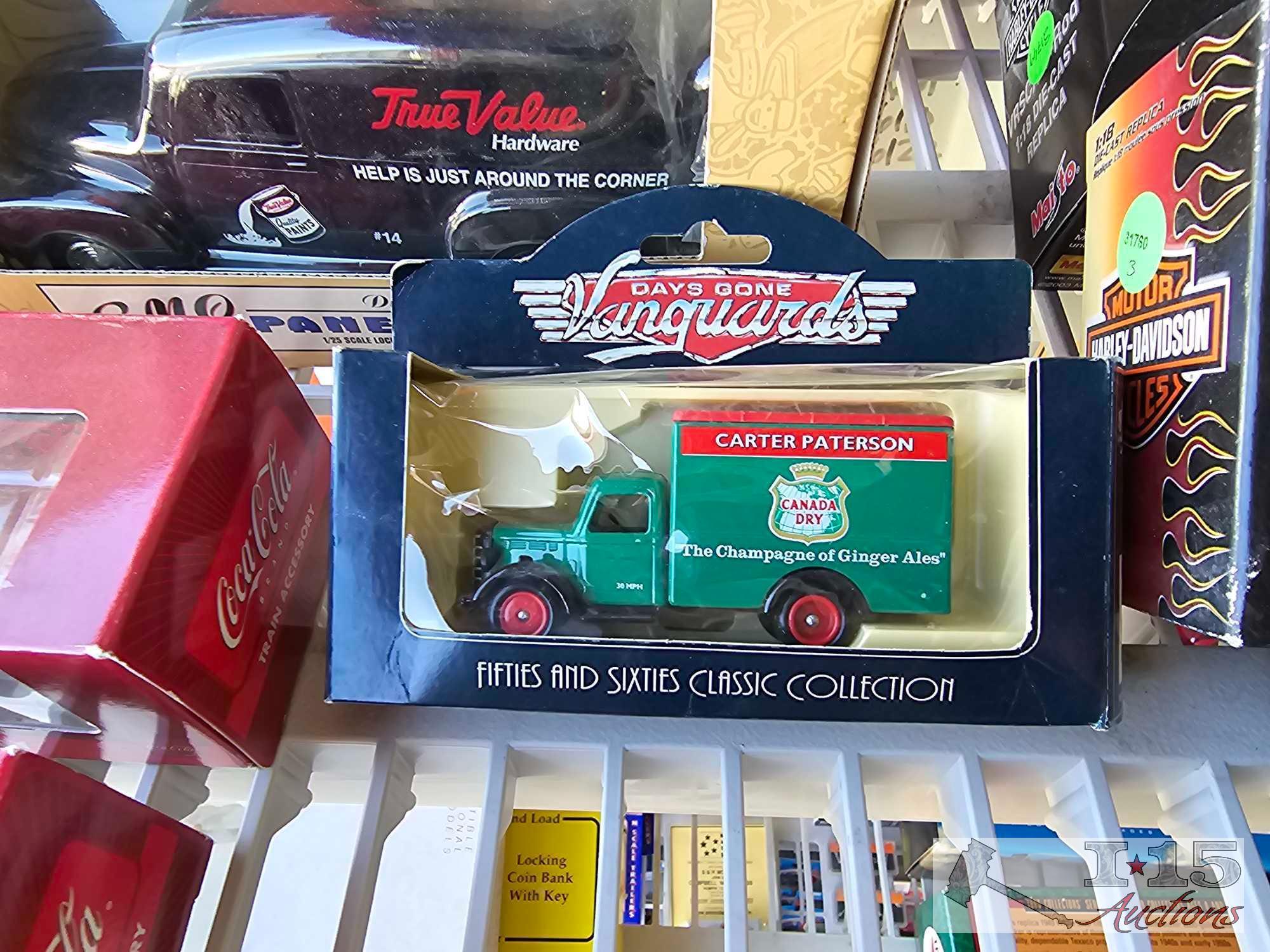 Die Cast Trucks, Train Accessories and Coin Banks
