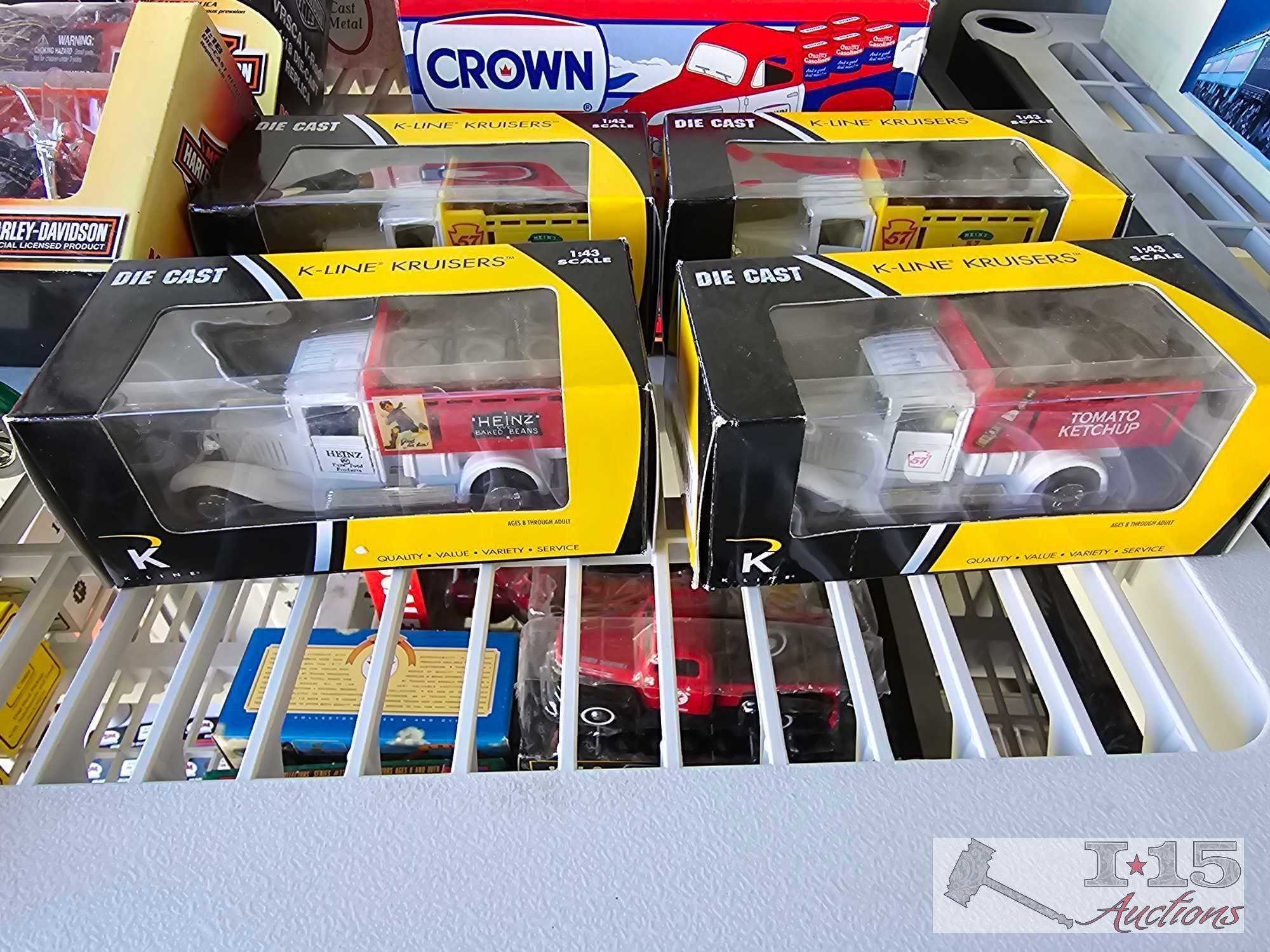 Die Cast Trucks, Train Accessories and Coin Banks