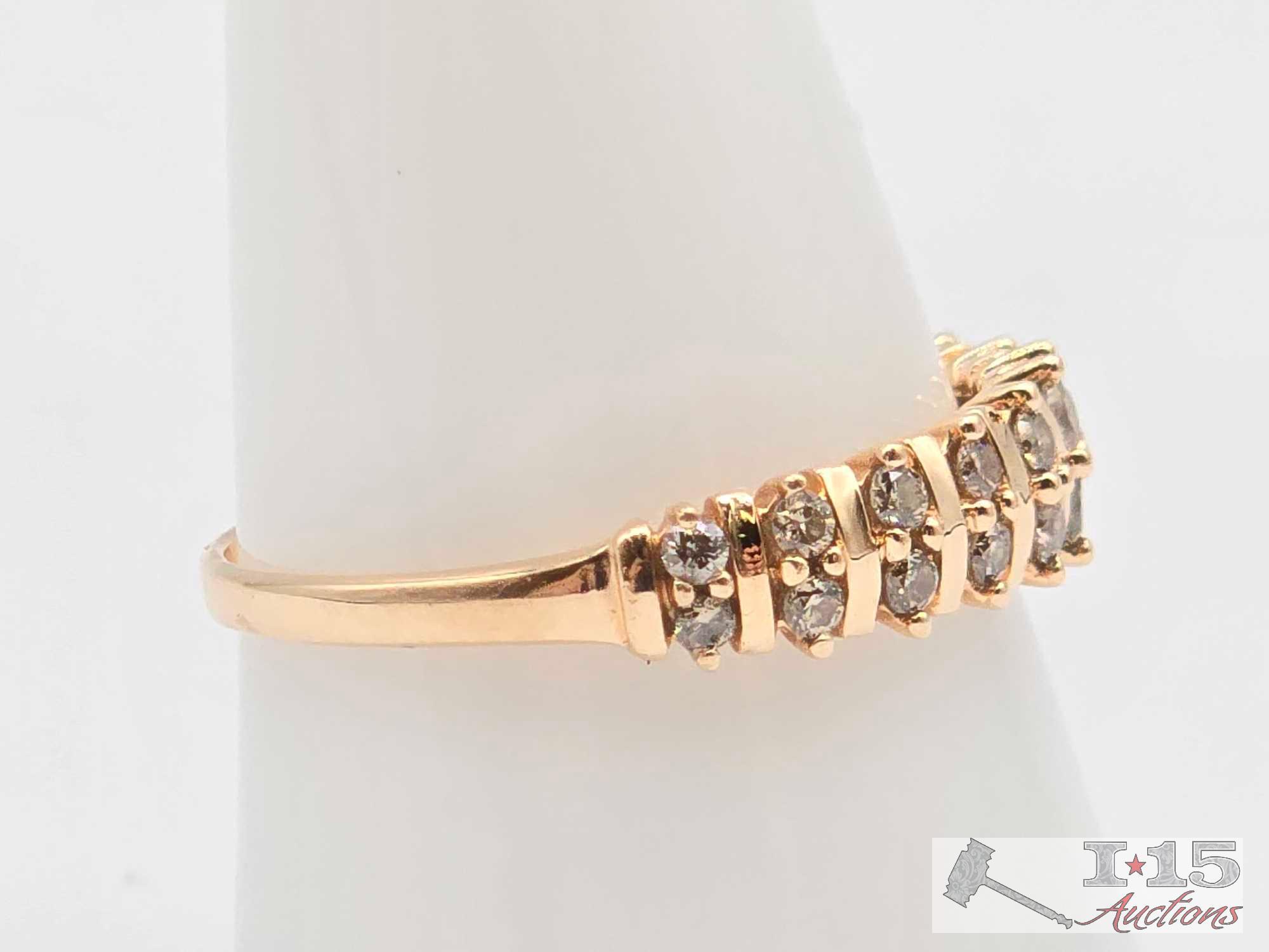 10K Gold 2-Row Diamond Ring, 2.88g