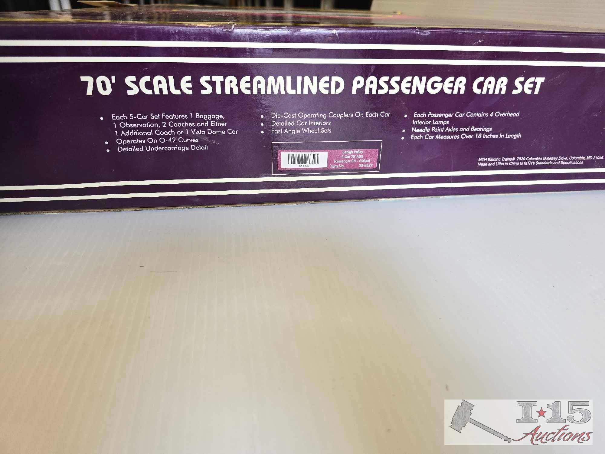 MTH Electric Trains 70' Scale Streamlined Passenger Car Set