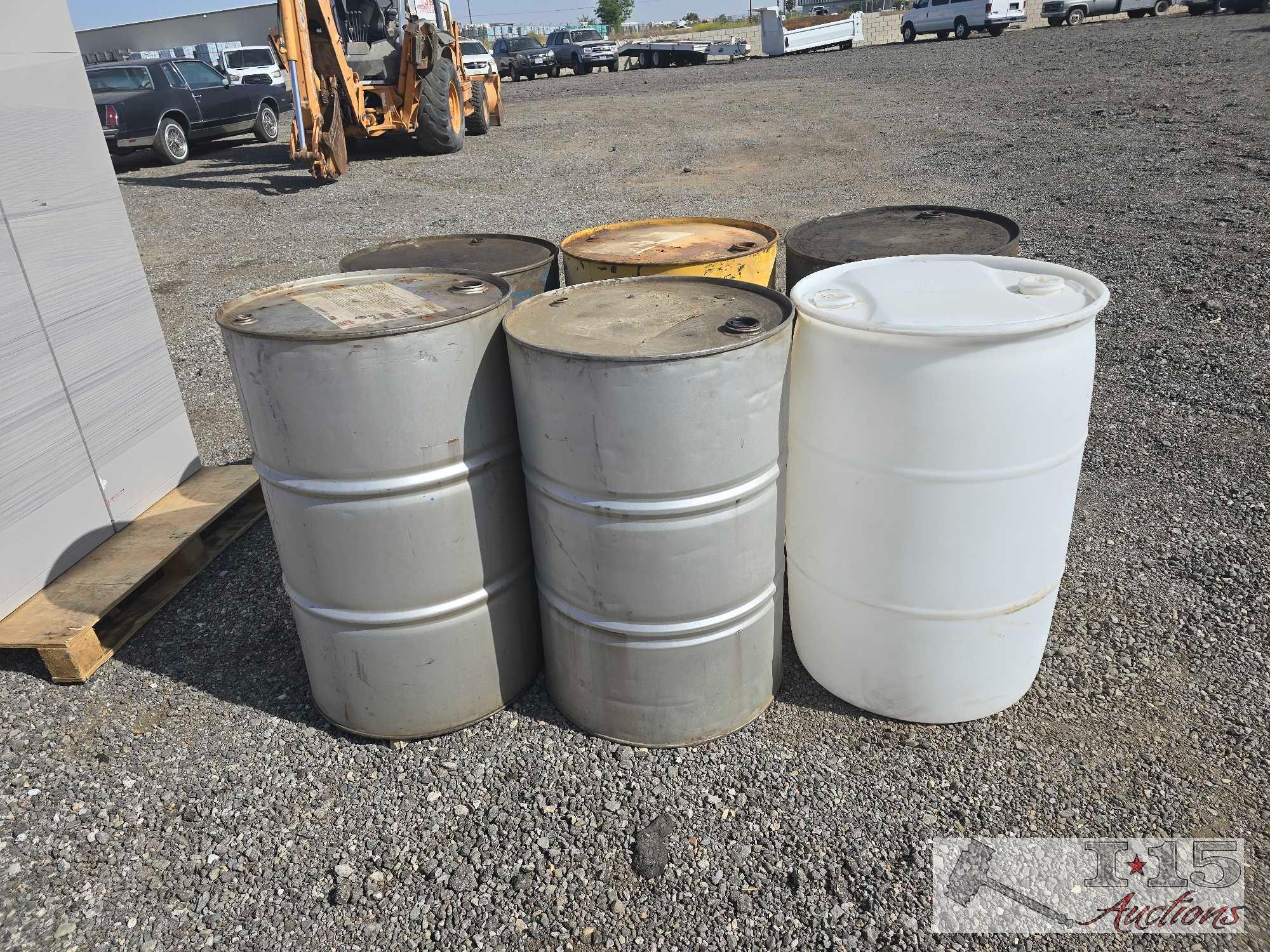 (6) 55 Gallon Empty Drums