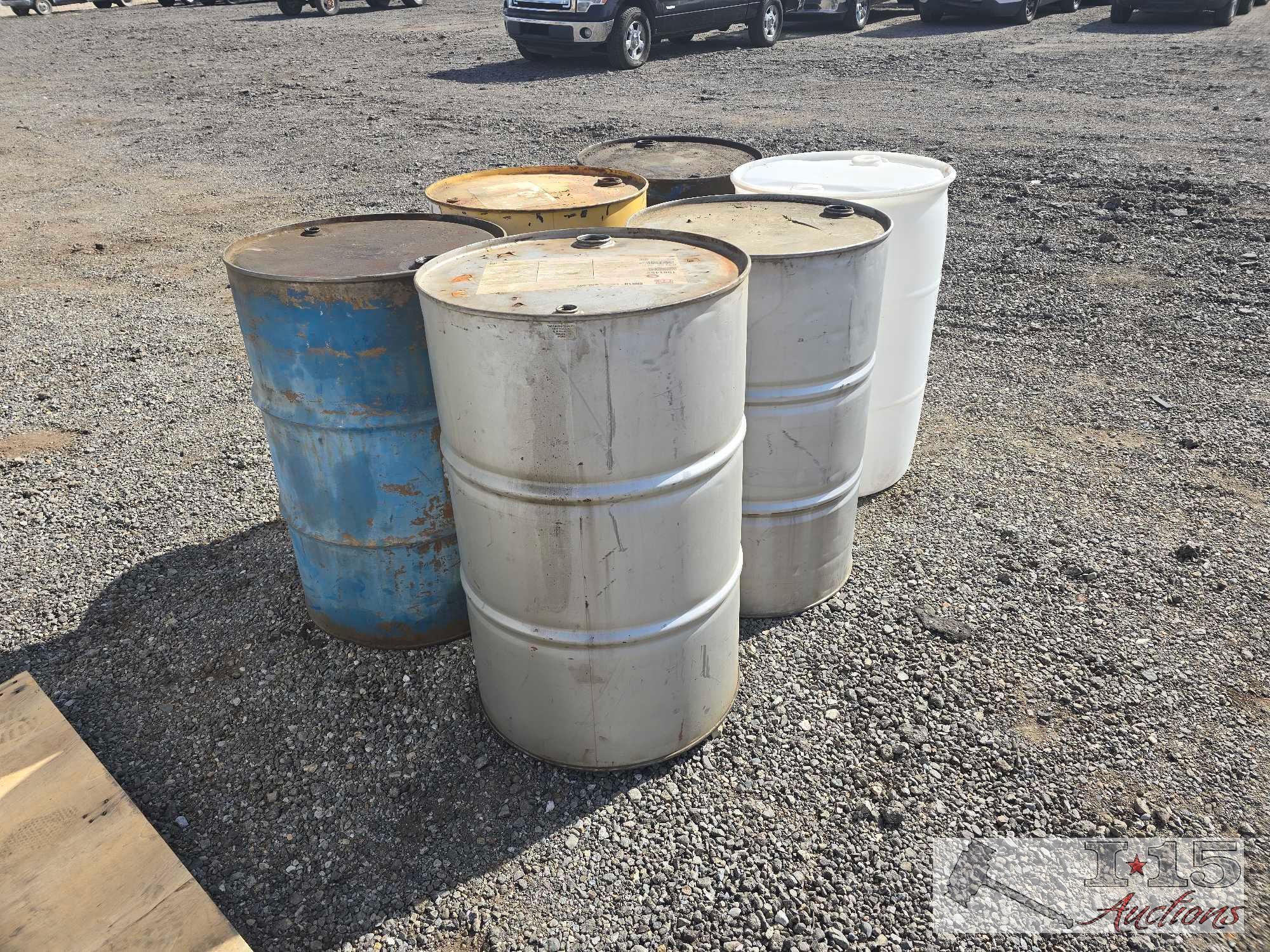 (6) 55 Gallon Empty Drums