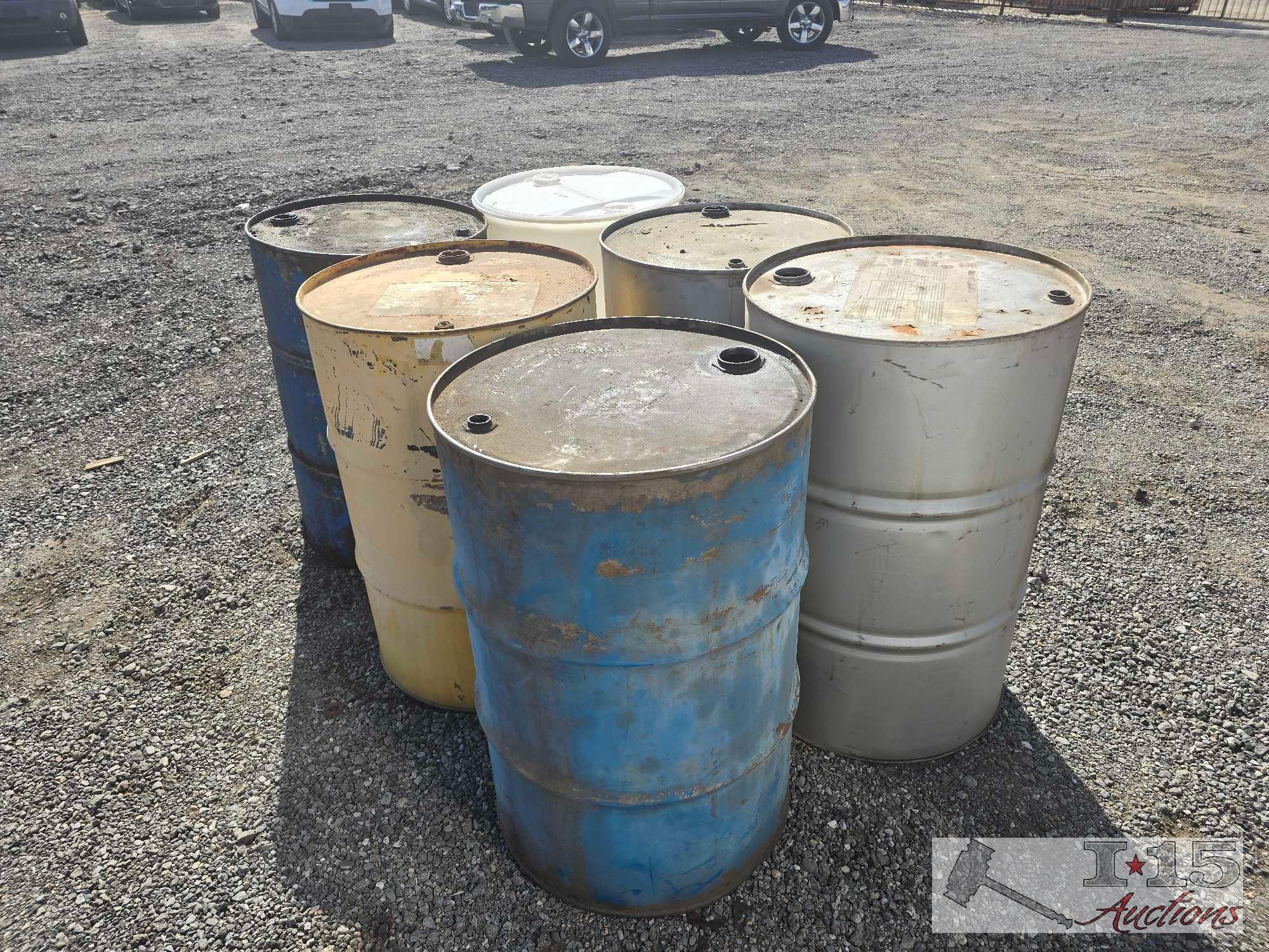 (6) 55 Gallon Empty Drums