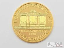 (1998) 2000 Schilling Vienna Philharmonic .999 Fine Gold Coin