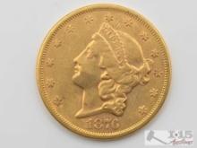 1876 $20 Liberty Head Double Eagle Gold Coin, 1oz