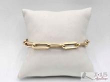 14K Gold Paperclip Chain Bracelet, 4.51g