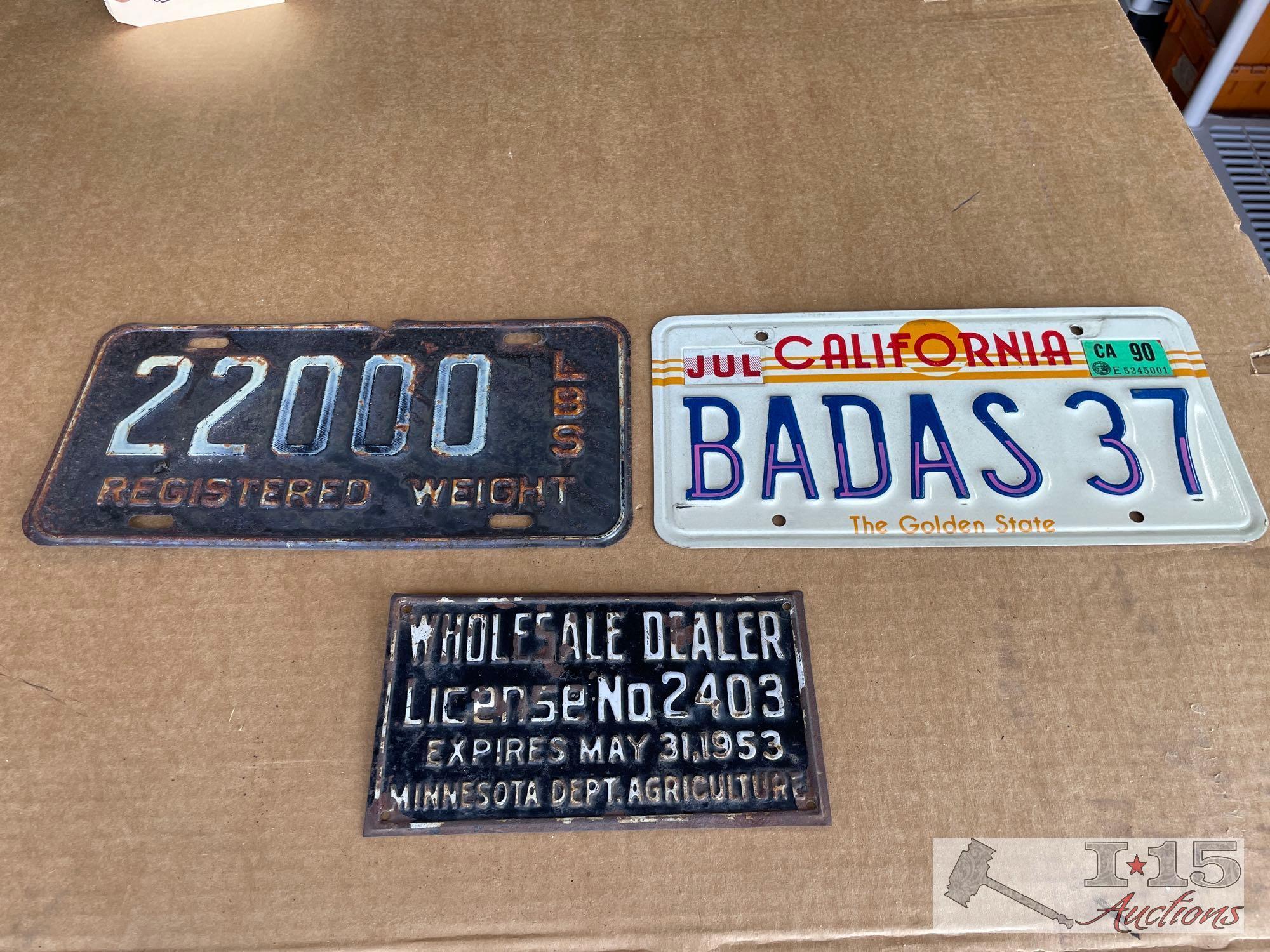 2 License Plates and 1 Plate