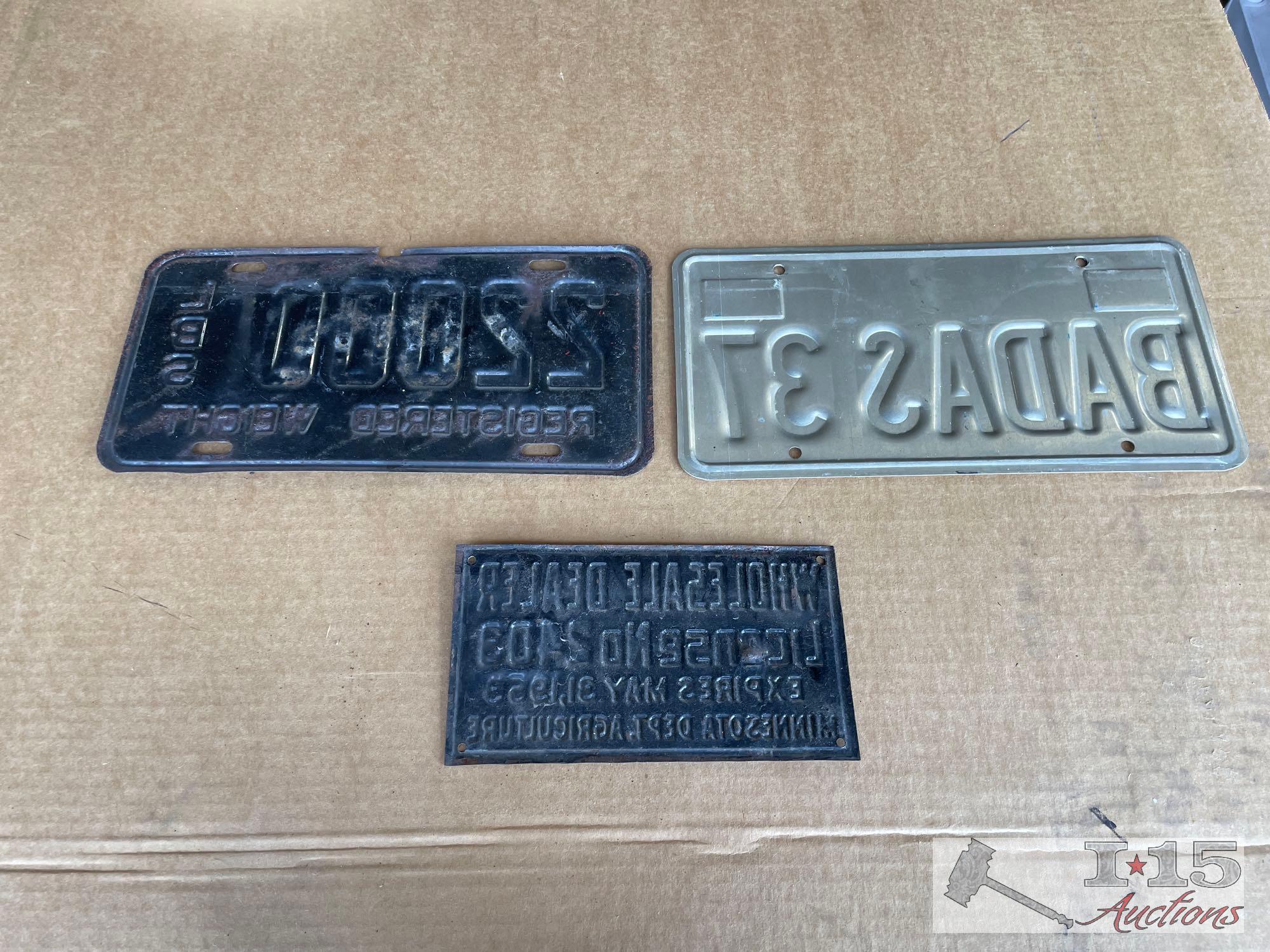 2 License Plates and 1 Plate