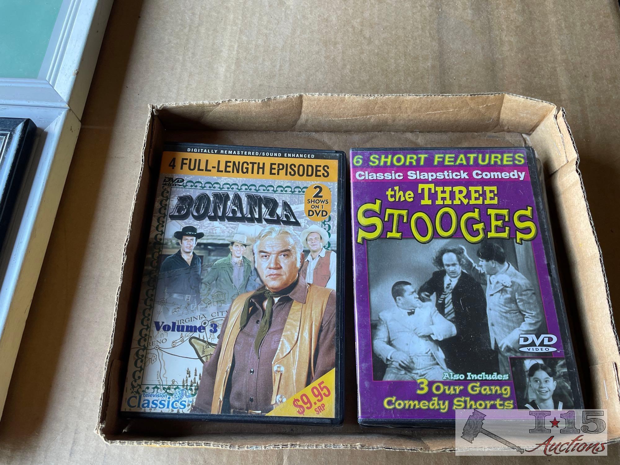 5 Framed Pictures and 14 DVDS